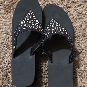 ⭐Summer Black Beaded Slides Flip-flops Size 11 12